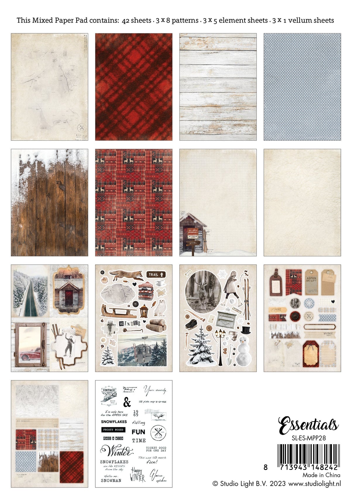 SL Mixed Paper Pad Nostalgic Winter Essentials 148x210x9mm 42 SH nr.28-4