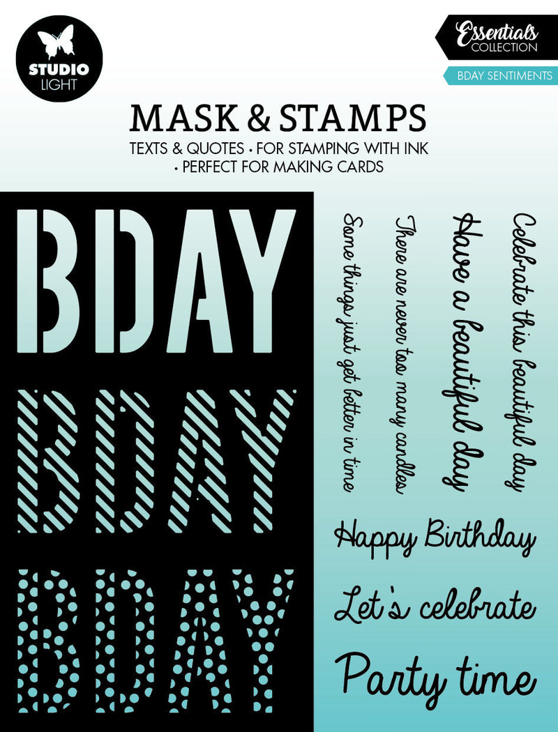 SL Mask & Stamp Bday Sentiments Essentials 155x155x3mm 8 PC nr.02-1