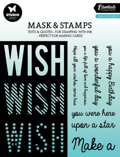 SL Mask & Stamp Wish Sentiments Essentials 155x155x3mm 8 PC nr.03-1