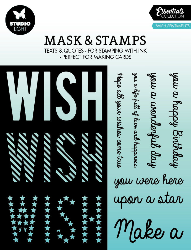 SL Mask & Stamp Wish Sentiments Essentials 155x155x3mm 8 PC nr.03-1