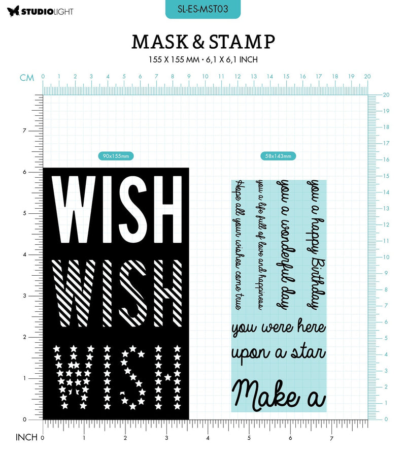 SL Mask & Stamp Wish Sentiments Essentials 155x155x3mm 8 PC nr.03-2