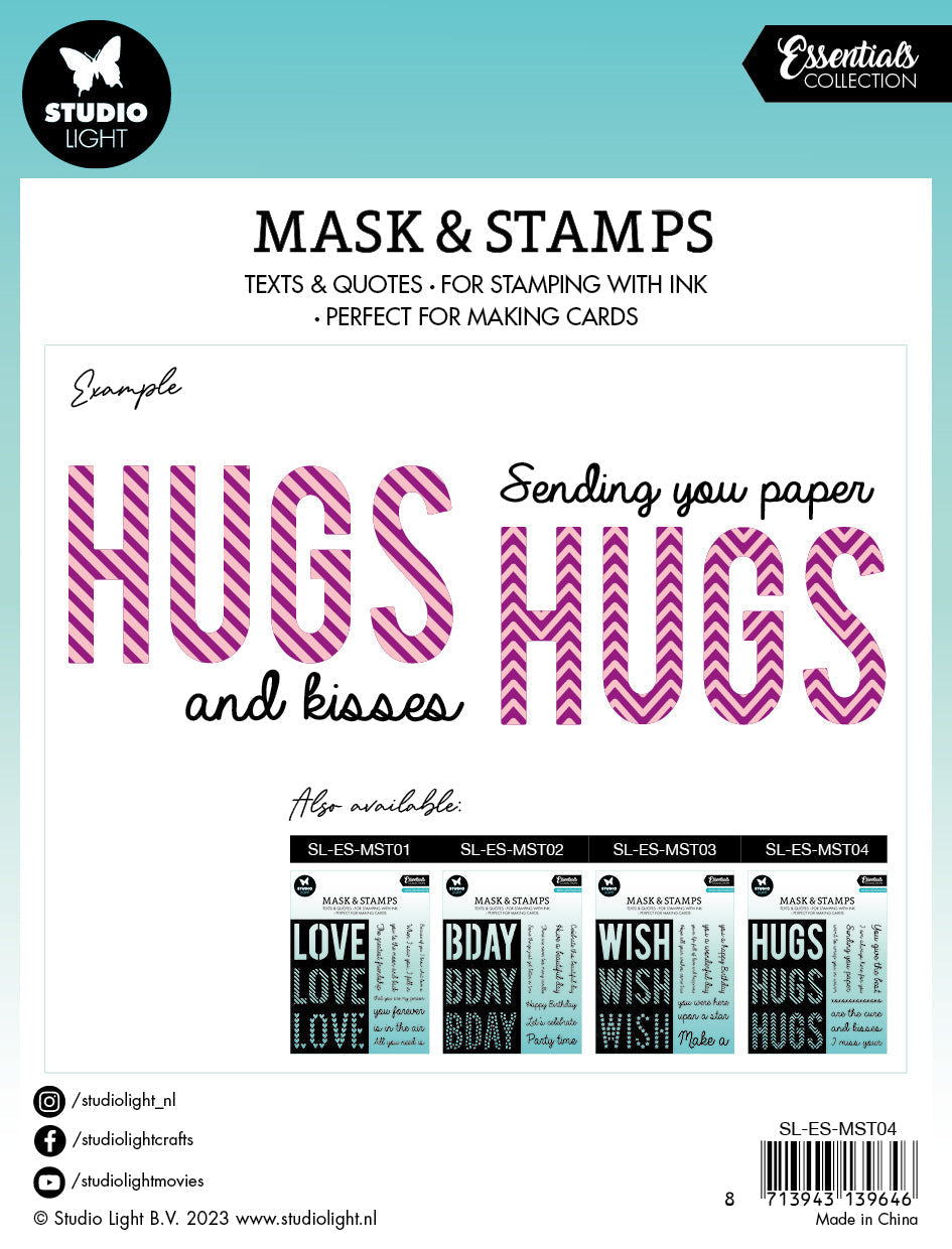 SL Mask & Stamp Hugs Sentiments Essentials 155x155x3mm 9 PC nr.04-4