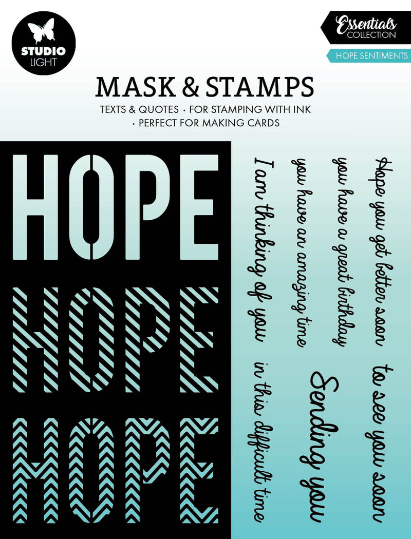 Masques et tampons SL « Hope Sentiments Essentials », 160x155x3mm, 8 pièces, n°05-1