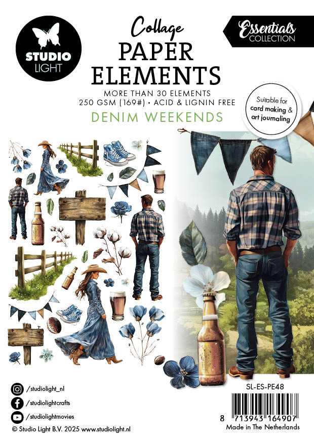 SL Paper Elements Denim Weekends Essentials 105x148x4mm 36 Pieces-1