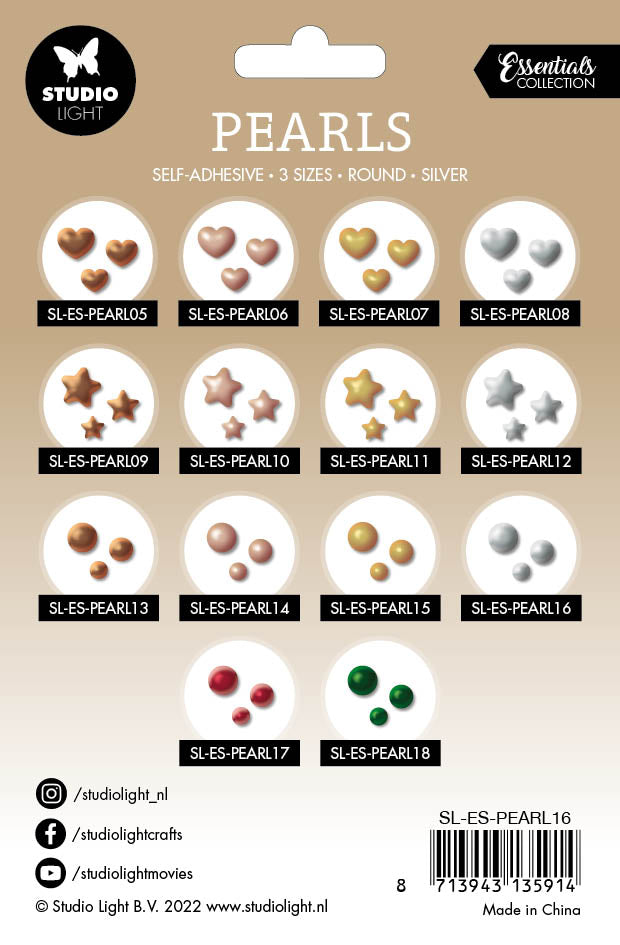 SL Self-Adhesive Pearls Silver Pearls Essentials 105x160x4mm 240 PC nr.16-2