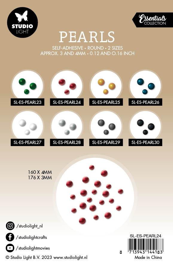 SL Self-Adhesive Pearls Red Pearls Essentials105x160x4mm 336 PC nr.24-2