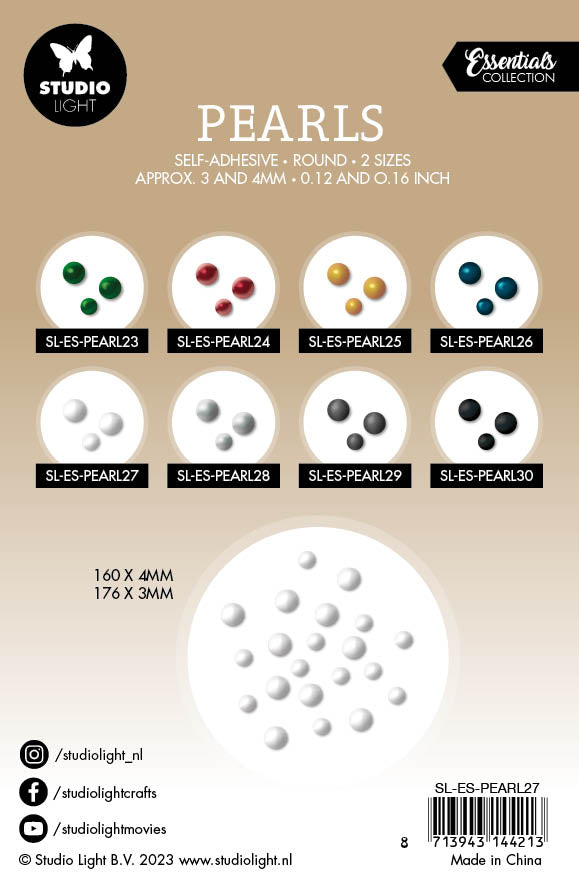 SL Self-Adhesive Pearls White Pearls Essentials105x160x4mm 336 PC nr.27-2