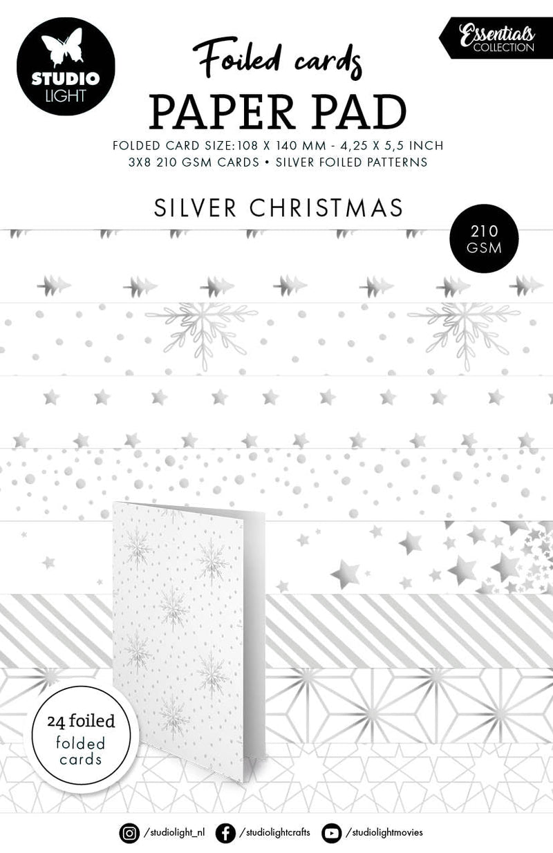 SL Foiled Cards Silver Christmas Patterns Essentials 24 SH-1