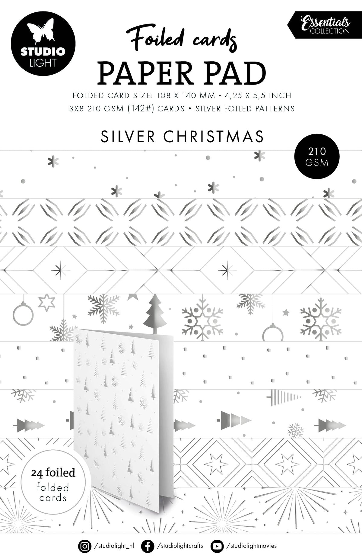 SL Foiled Cards Silver Patterns Essentials 24 Sheets-1
