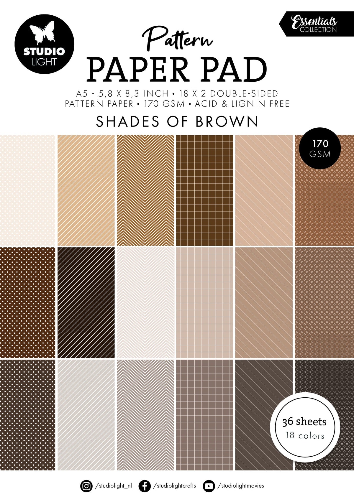SL Pattern Paper Pad Shades Of Brown Essentials 36 SH-1