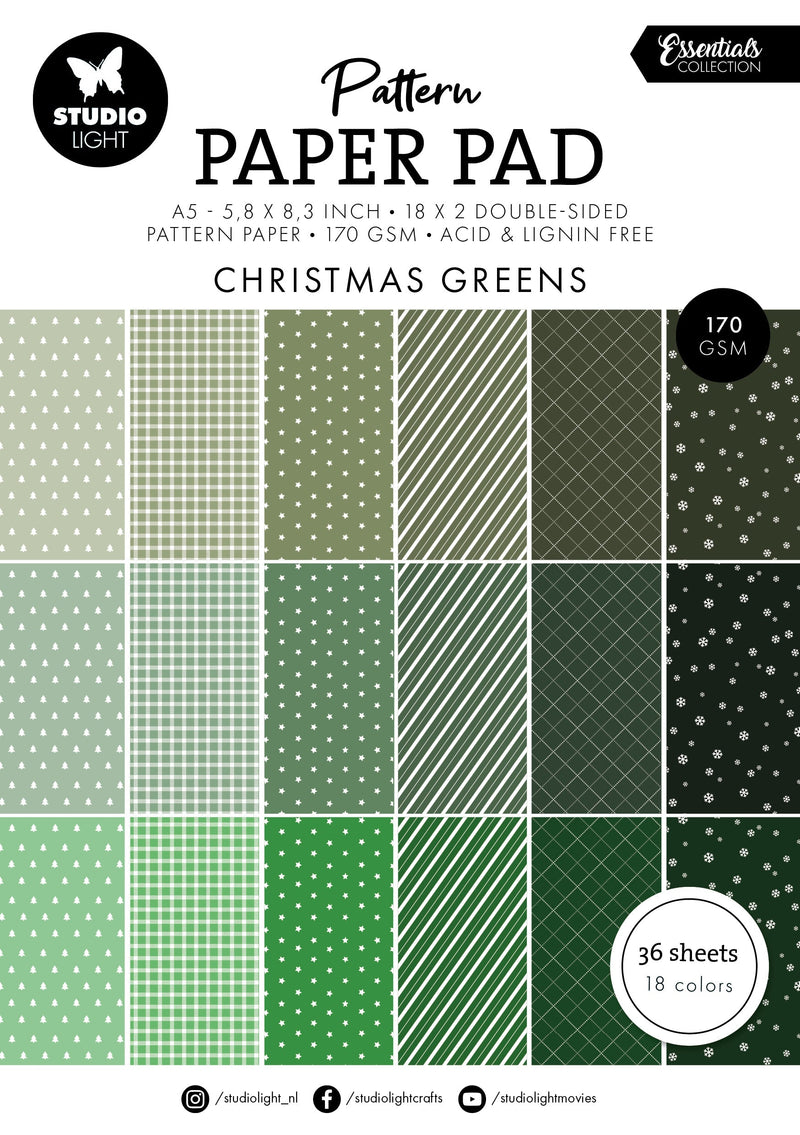 SL Pattern Paper Pad Christmas Greens Essentials 36 SH-1