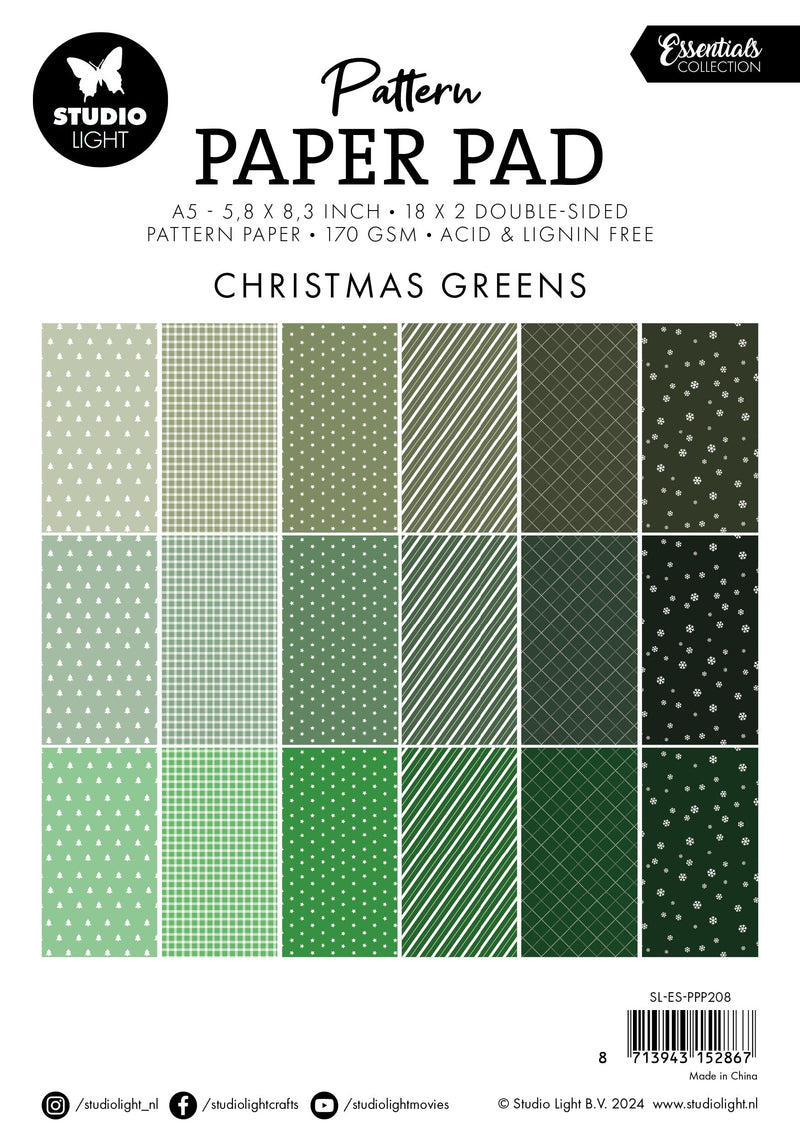 SL Pattern Paper Pad Christmas Greens Essentials 36 SH-2
