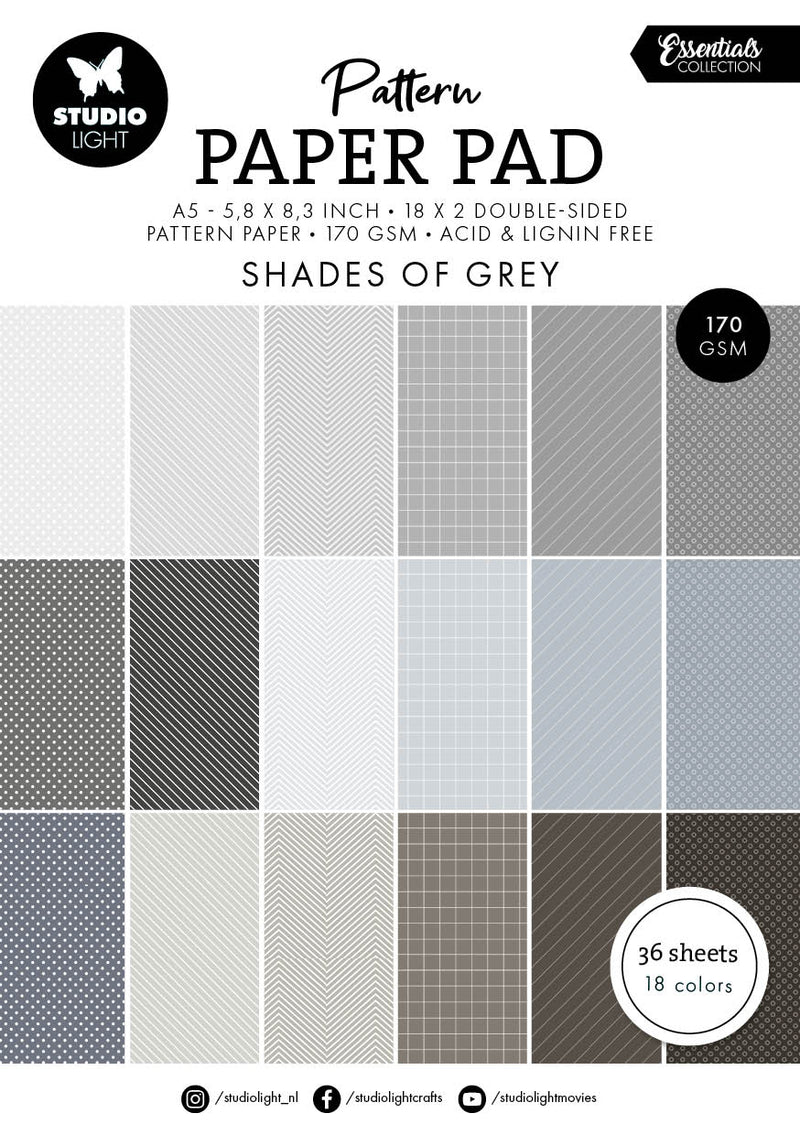 SL Pattern Paper Pad Shades Of Grey Essentials 36 SH-1