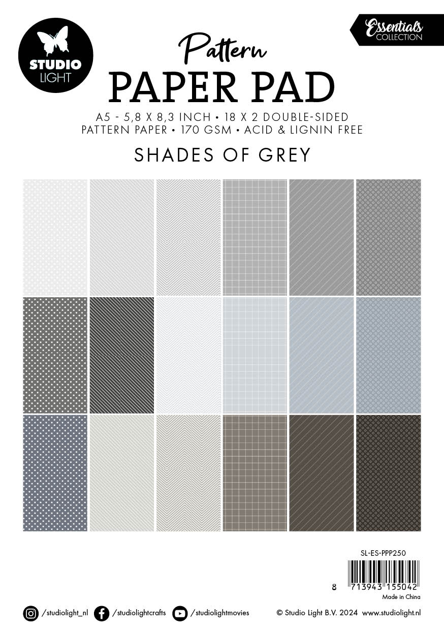 SL Pattern Paper Pad Shades Of Grey Essentials 36 SH-2