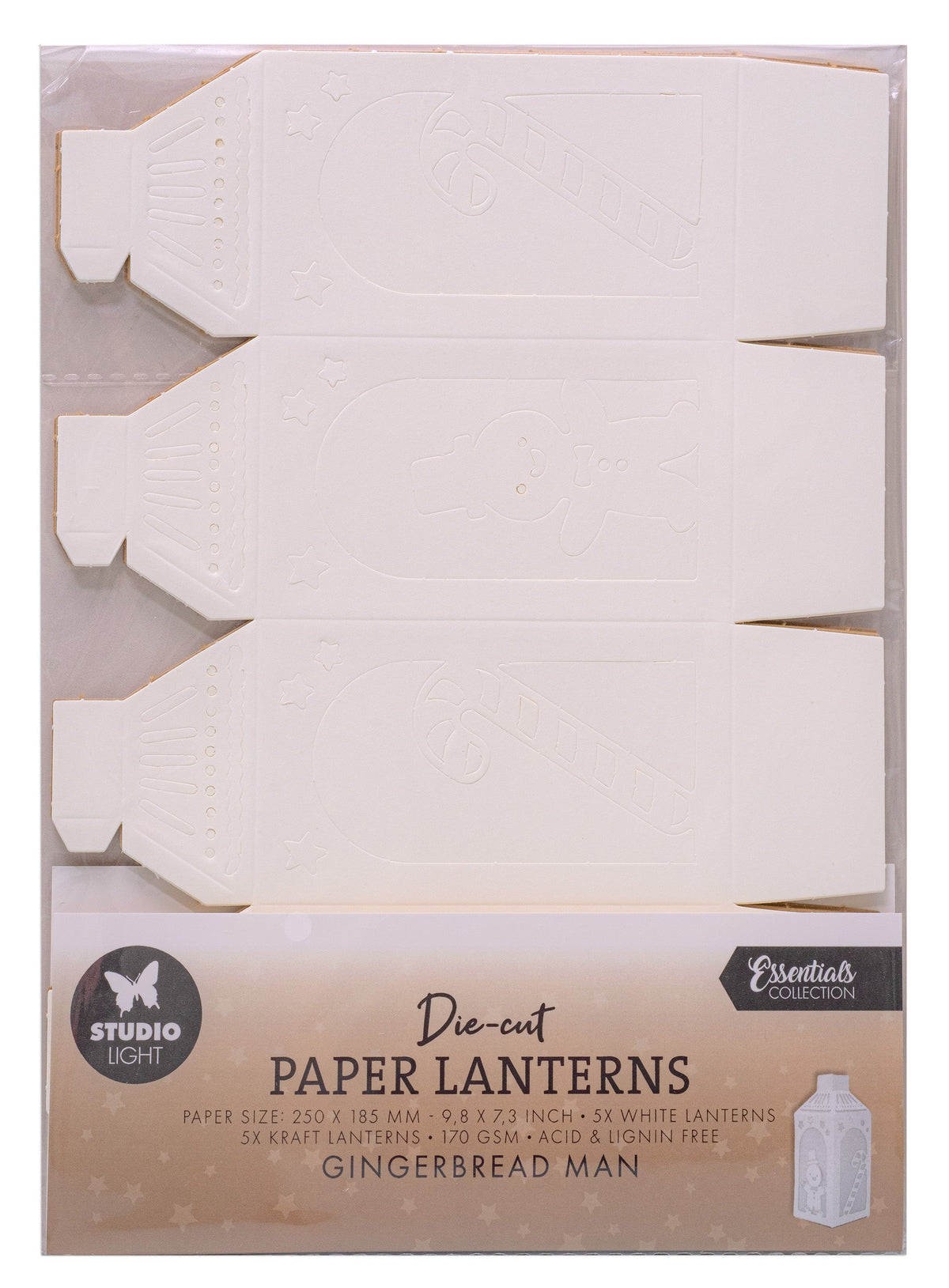 SL Lanternes en papier découpées L'essentiel Bonhomme en pain d'épices 10 feuilles-1
