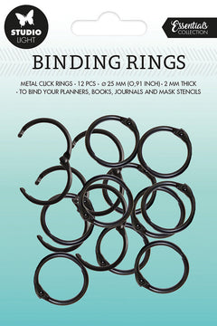 SL Binding Click Rings Black Essentials 23x23x3mm 12 PC nr.01-1
