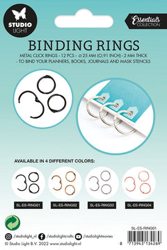 SL Binding Click Rings Black Essentials 23x23x3mm 12 PC nr.01-2