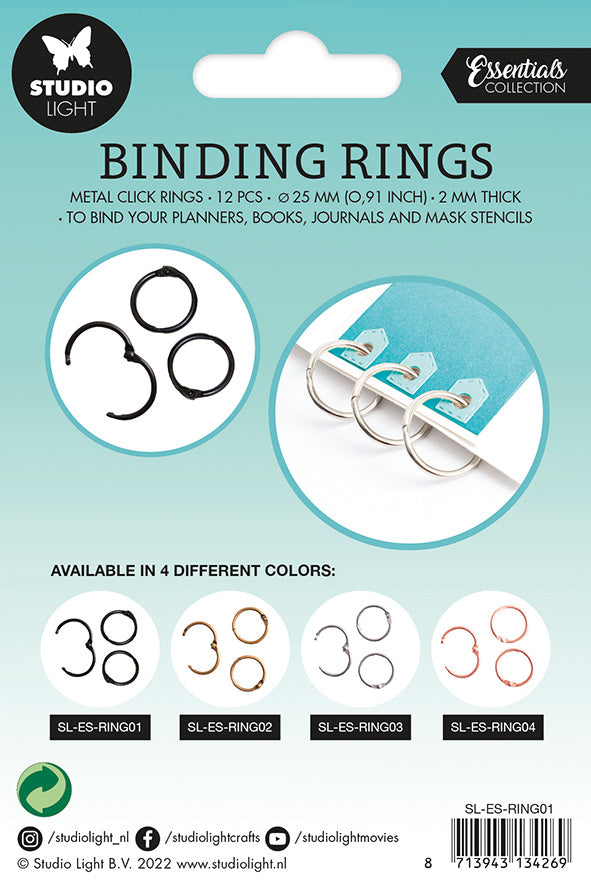 SL Binding Click Rings Black Essentials 23x23x3mm 12 PC nr.01-2