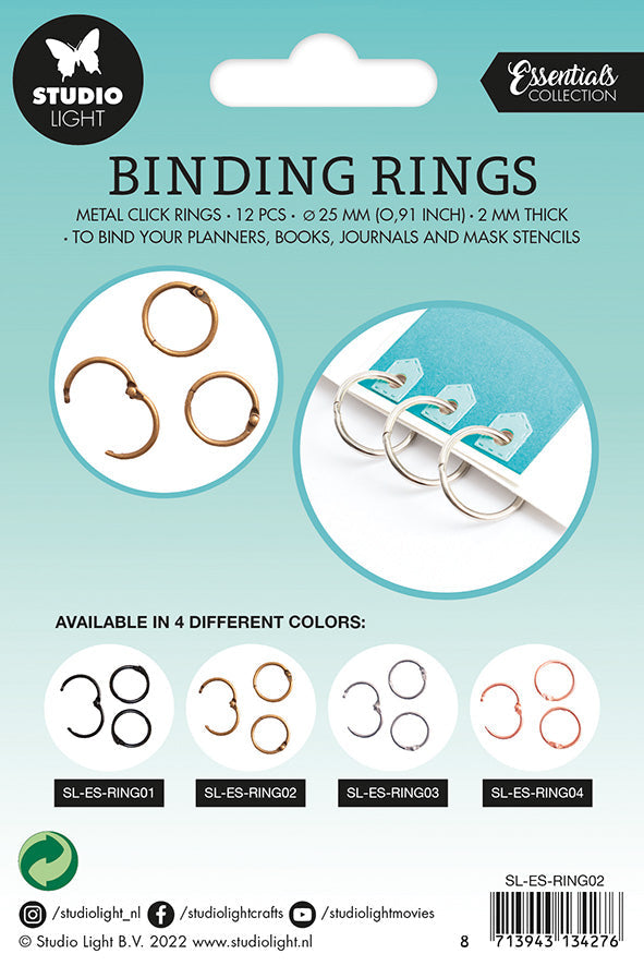 SL Binding Click Rings Old Gold Essentials 23x23x3mm 12 PC nr.02-2