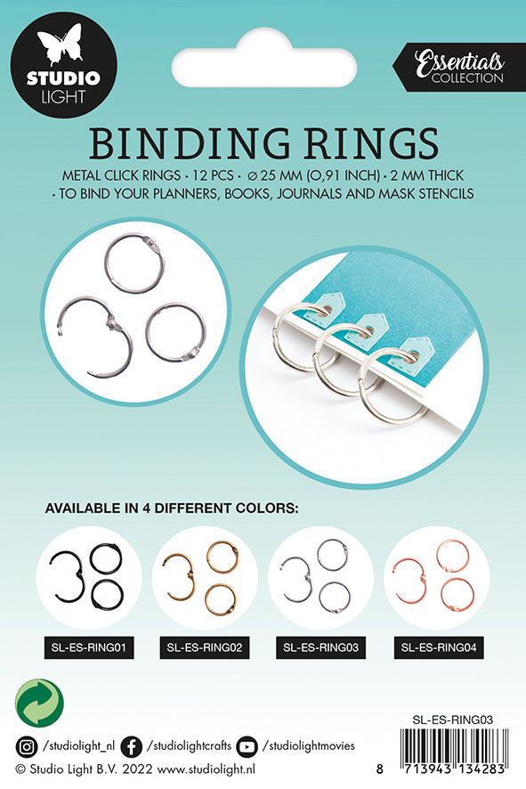 SL Binding Click Rings Silver Essentials 23x23x3mm 12 PC nr.03-2