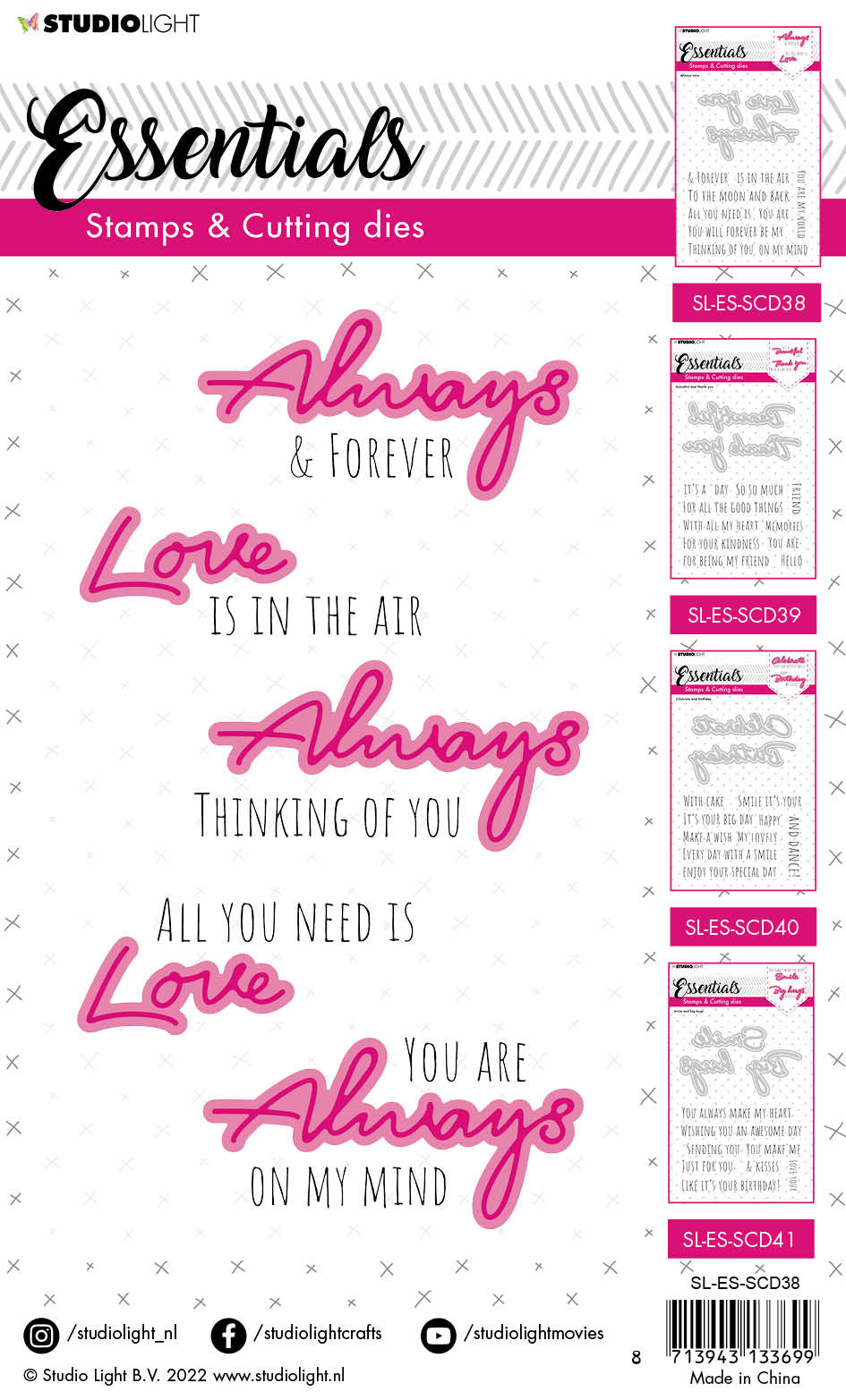 SL Stamps & Cutting Die Always Love Essentials 148x191x1mm 14 PC nr.38-3