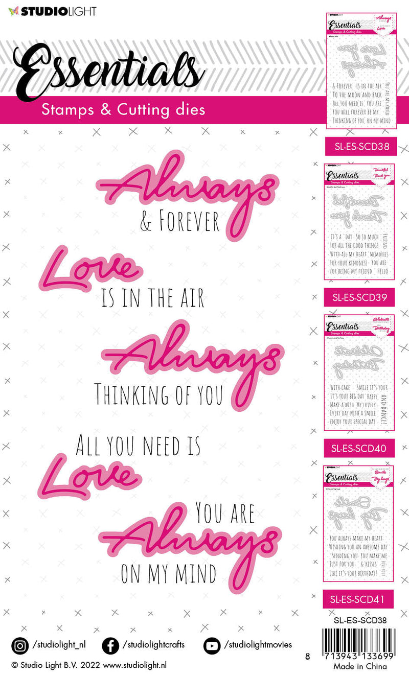 SL Stamps & Cutting Die Always Love Essentials 148x191x1mm 14 PC nr.38-3