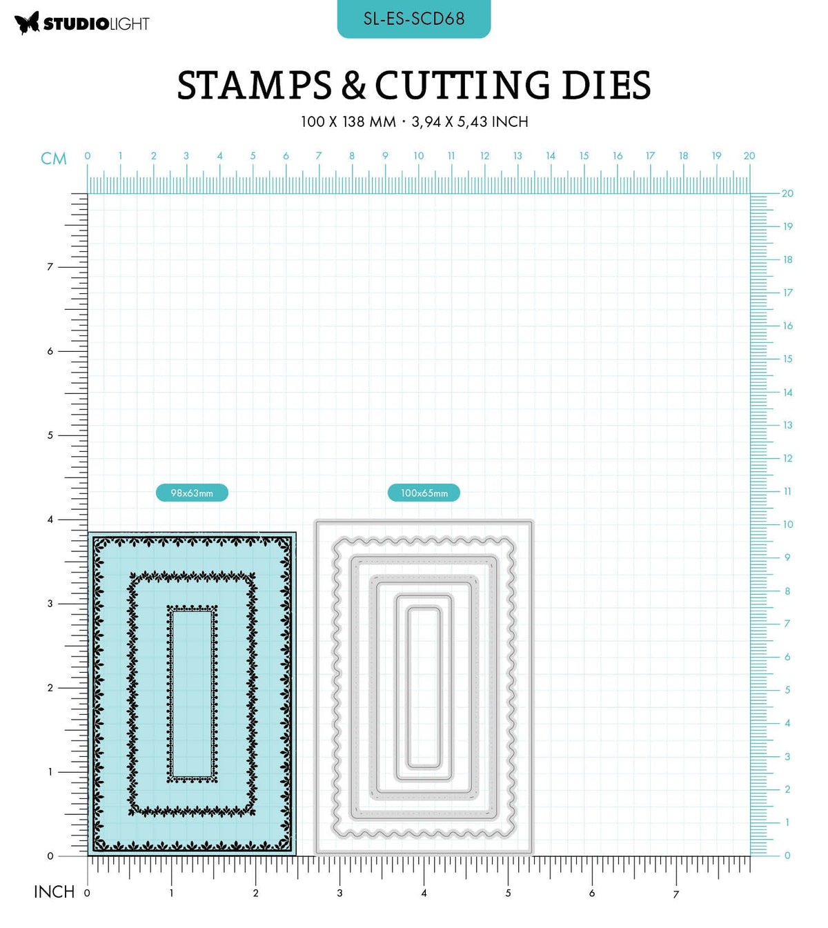 SL Stamp & Cutting Dies Elegant Frames Essentials 100x138x3mm 9 PC nr.68-2