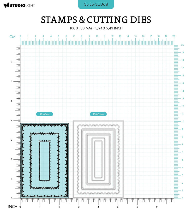 SL Stamp & Cutting Dies Elegant Frames Essentials 100x138x3mm 9 PC nr.68-2