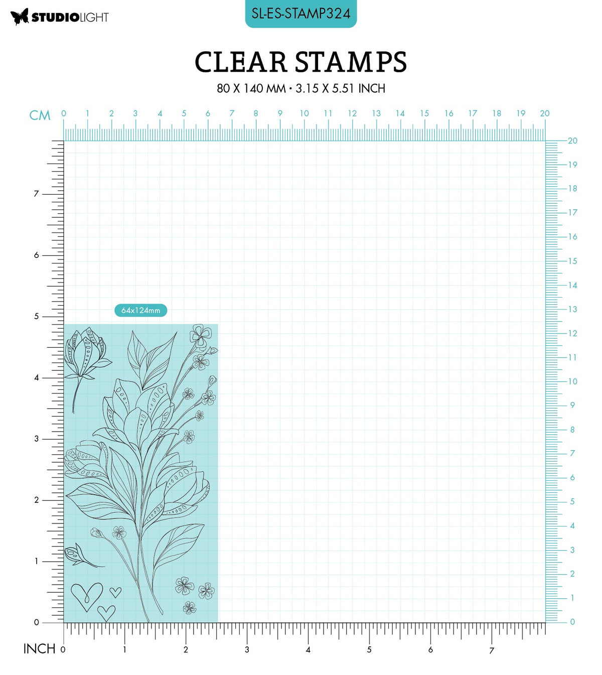 SL Clear Stamp Striped Bouquet Essentials 80x140x3mm 5 PC nr.324-2