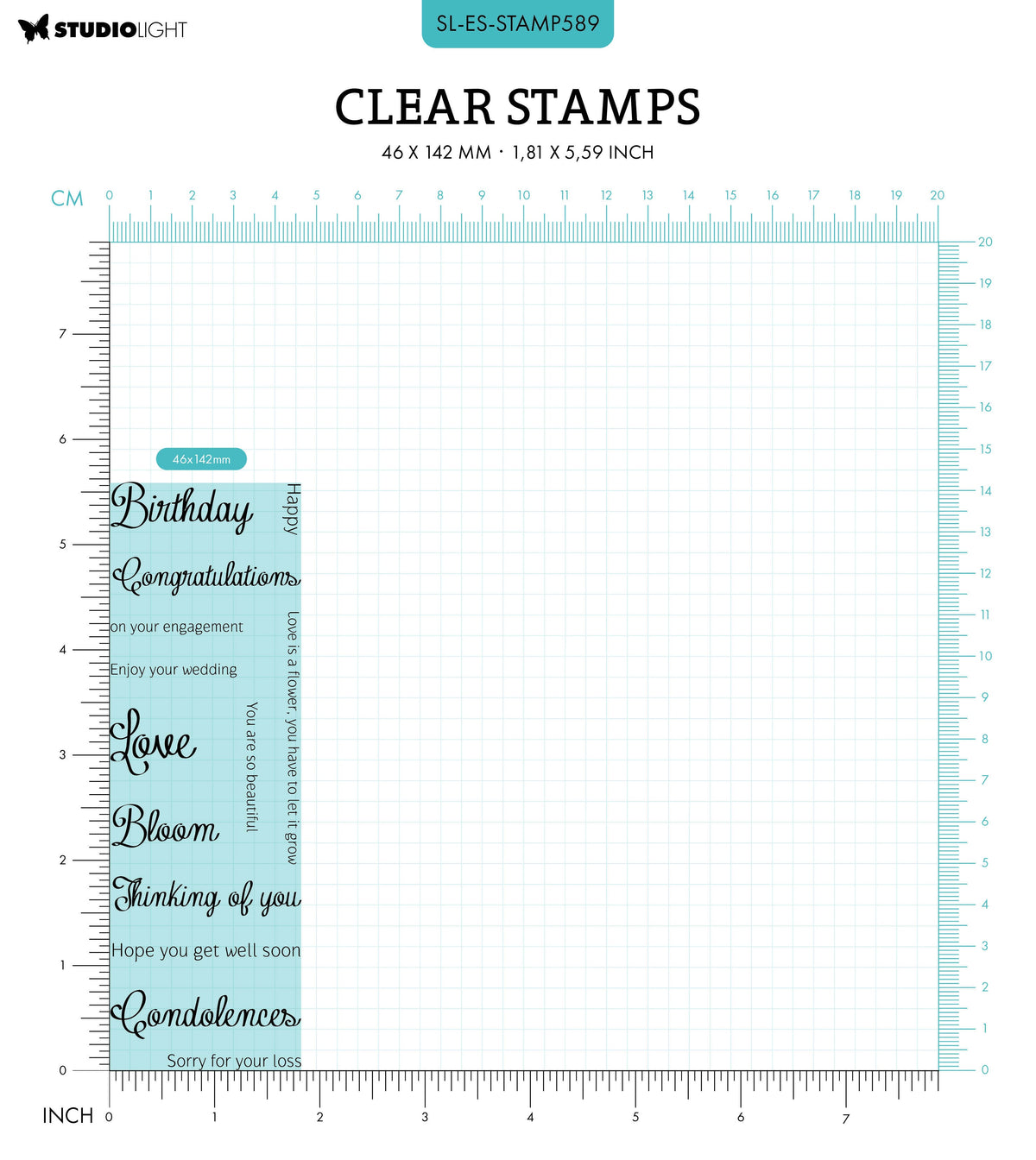 SL Clear Stamp Sentiments Essentials 46,2x142x3mm 13 PC nr.589-2