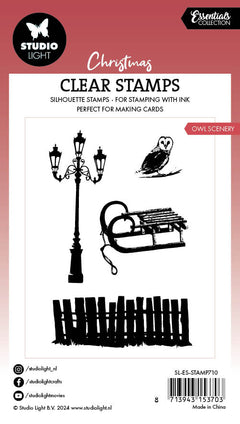 SL Tampon transparent Chouette Scènes Essentielles 4 pièces-2