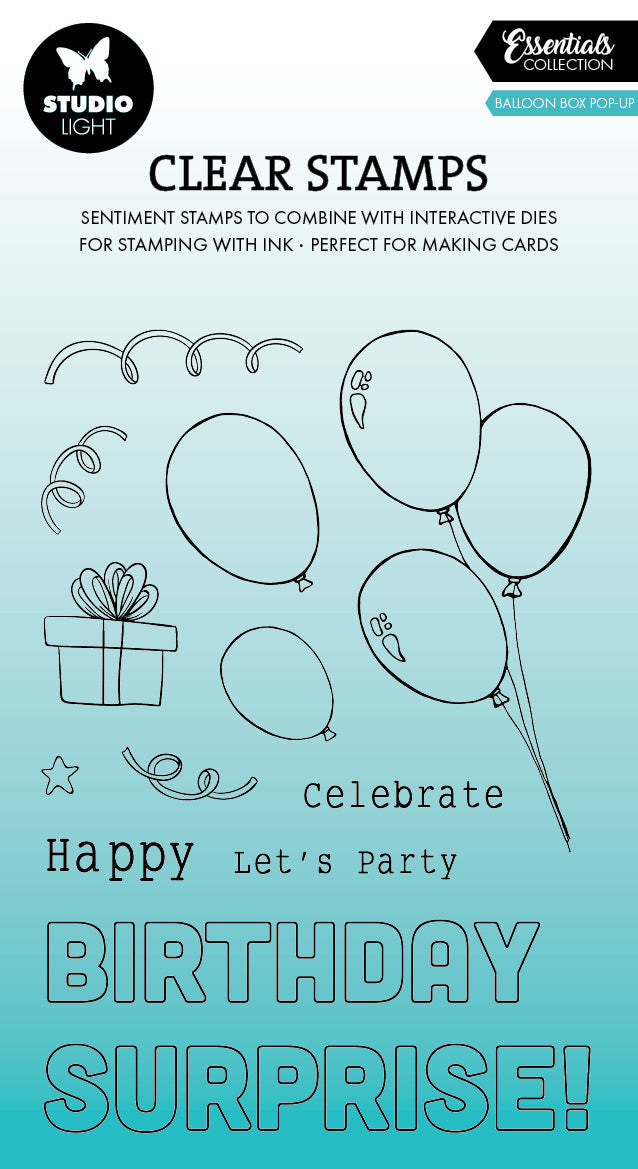 SL Clear Stamps Balloon Box Pop-Up Essentials 13 PC-1