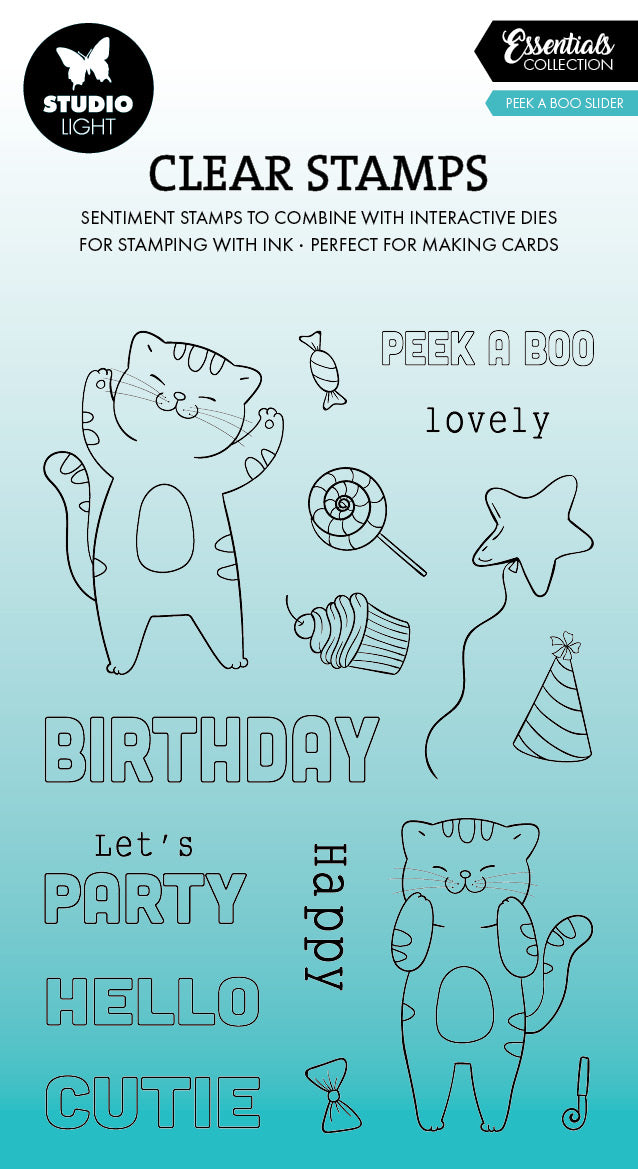 SL Clear Stamps Peek A Boo Slider Essentials 16 PC-1