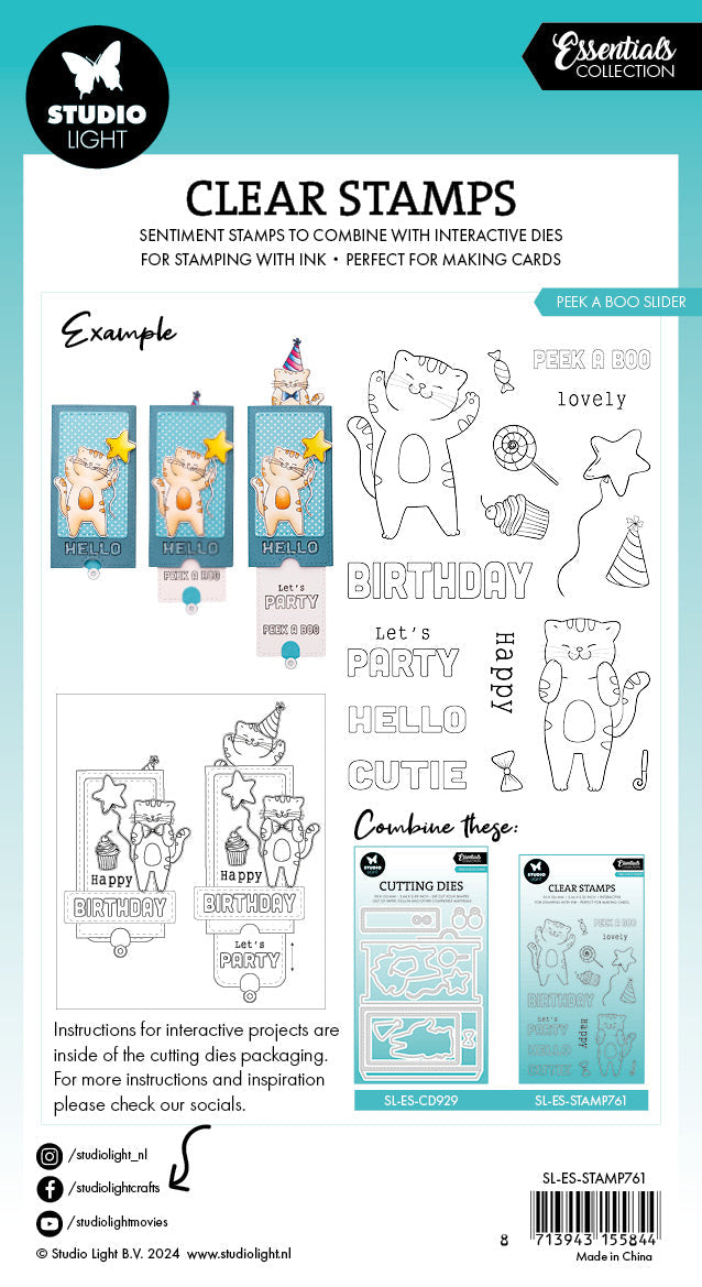 SL Clear Stamps Peek A Boo Slider Essentials 16 PC-3