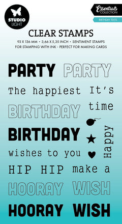 SL Clear Stamps Birthday Texts Essentials 18 PC-1