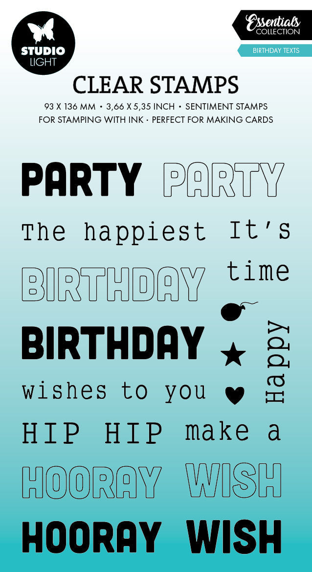 SL Clear Stamps Birthday Texts Essentials 18 PC-1