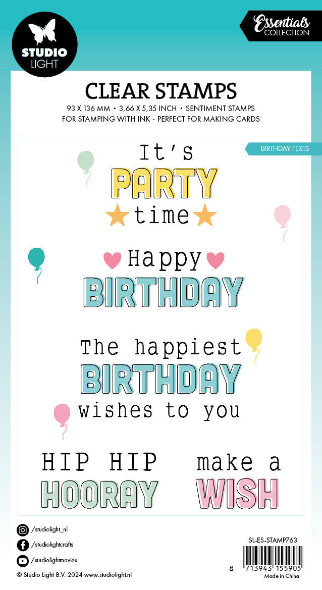SL Clear Stamps Birthday Texts Essentials 18 PC-3
