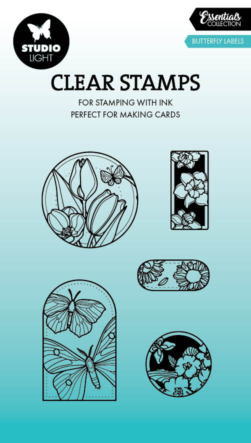SL Clear Stamp Butterfly Labels Essentials 5 PC-1