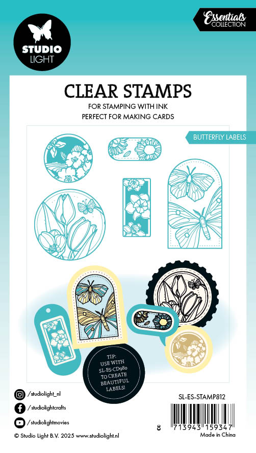SL Clear Stamp Butterfly Labels Essentials 5 PC-2