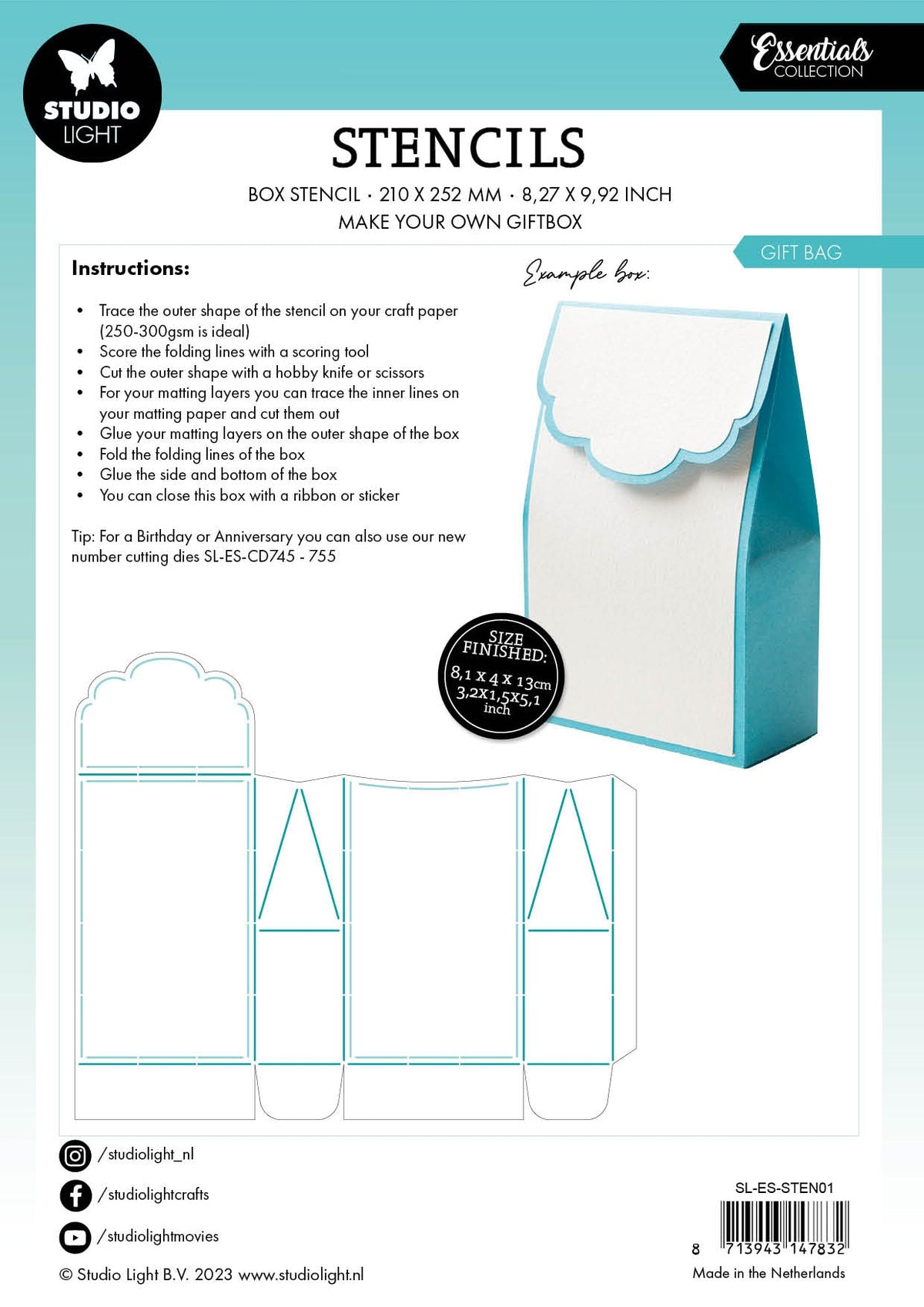 SL Stencils Giftbag Essentials 210x252x1mm 1 PC nr.252-5