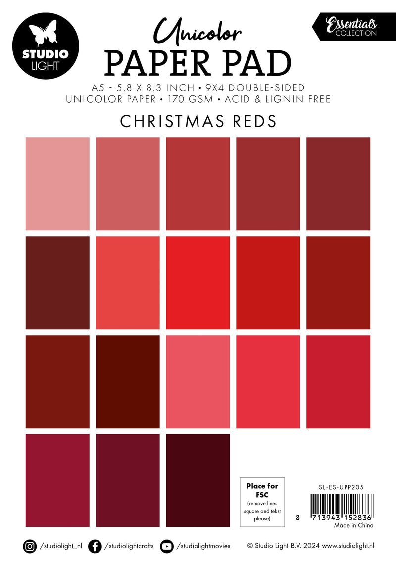 SL Unicolor Paper Pad Christmas Reds  Essentials 36 SH-2