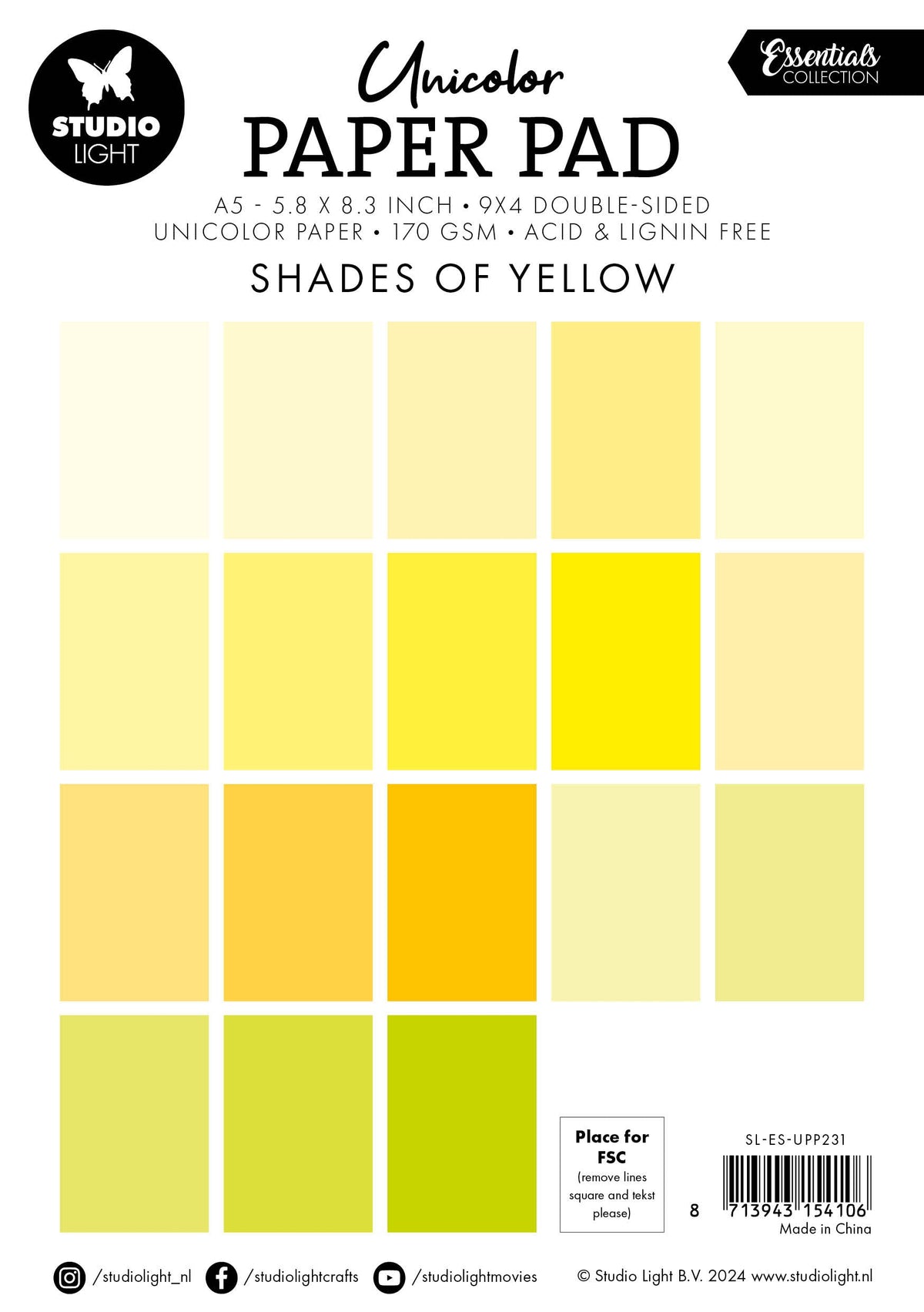 SL Unicolor Paper Pad Shades Of Yellow Essentials 36 SH-2