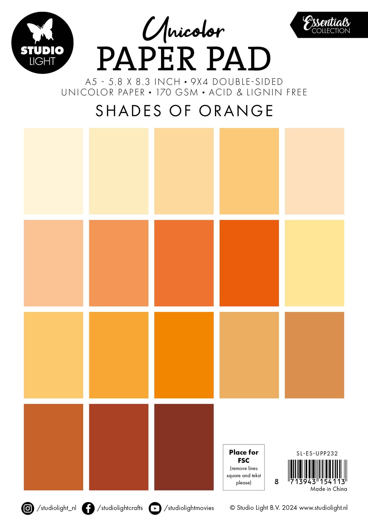 SL Bloc de papier unicolore teintes orange Essentials 36 feuilles-2
