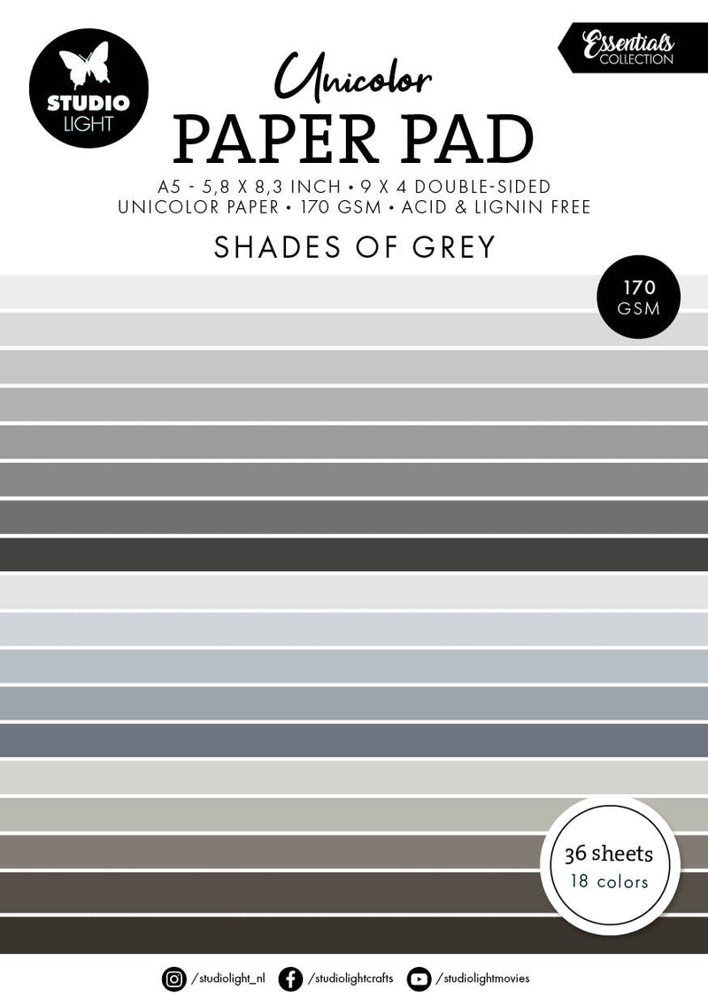 SL Unicolor Paper Pad Shades Of Grey Essentials 36 SH-1