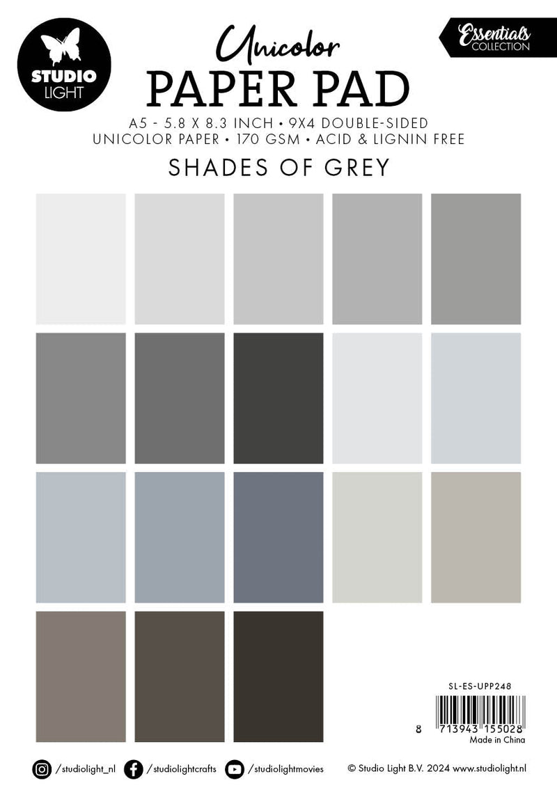 SL Unicolor Paper Pad Shades Of Grey Essentials 36 SH-2