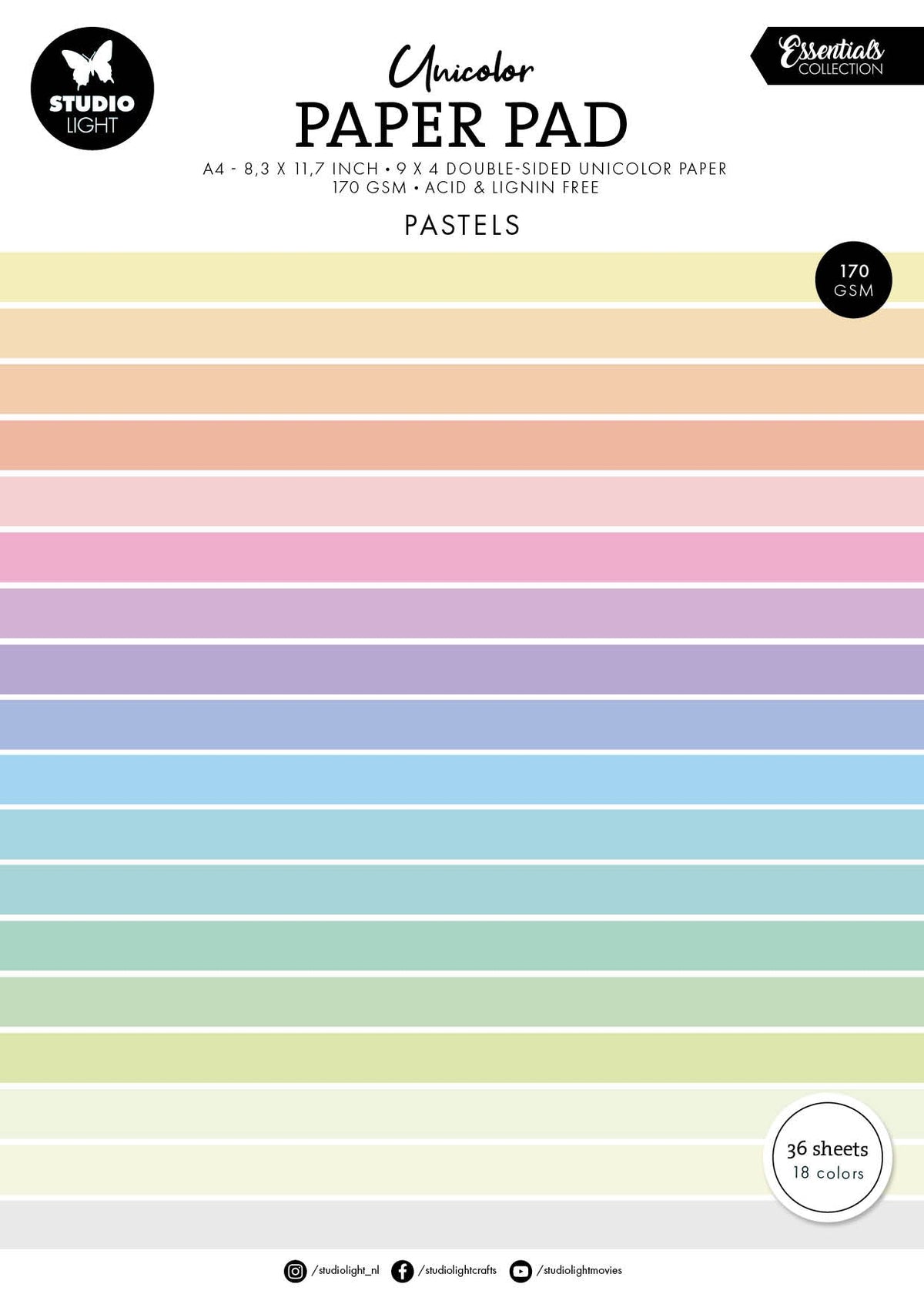 SL Unicolor Paper Pad Pastels Tones Essentials 36 SH-1