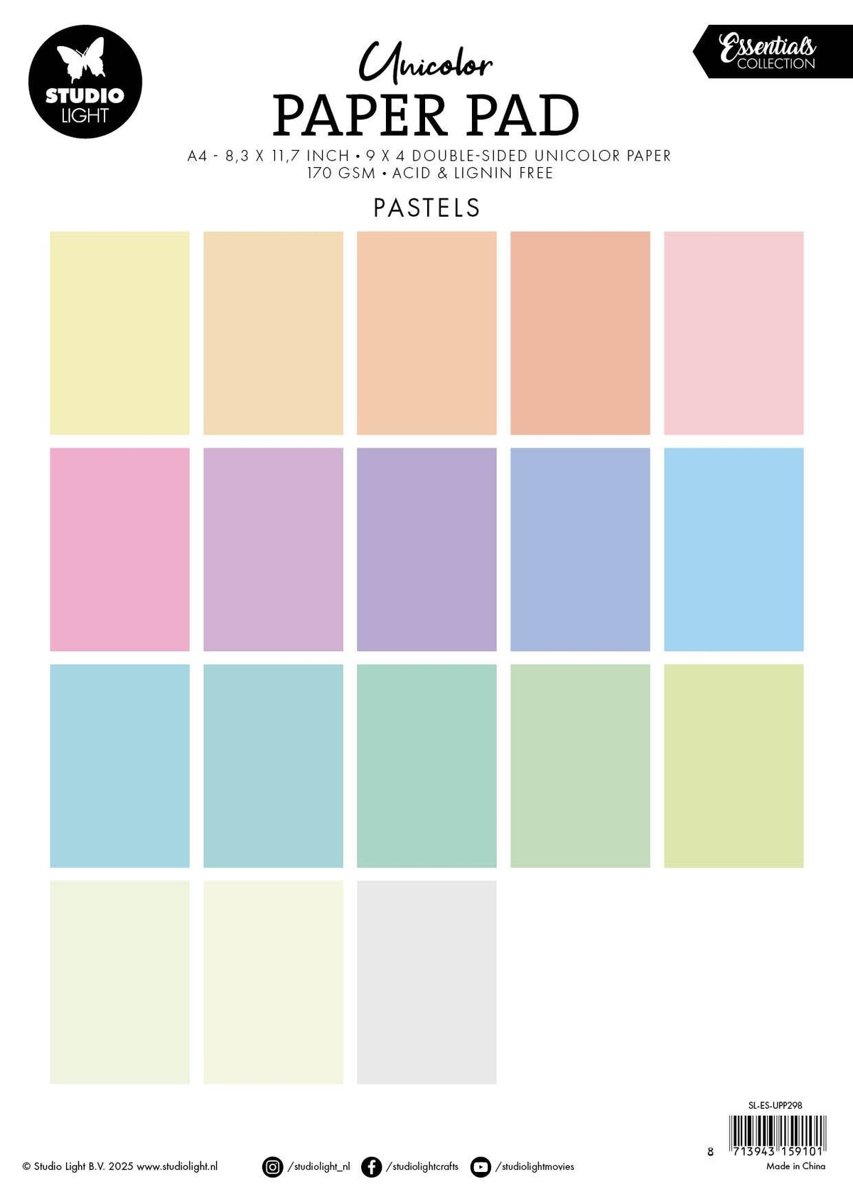 SL Unicolor Paper Pad Pastels Tones Essentials 36 SH-2