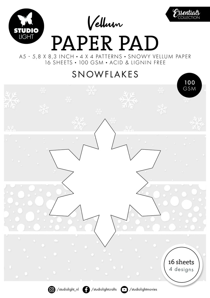 SL Vellum Paper Pad  Snowflakes Essentials 16  Sheets-1