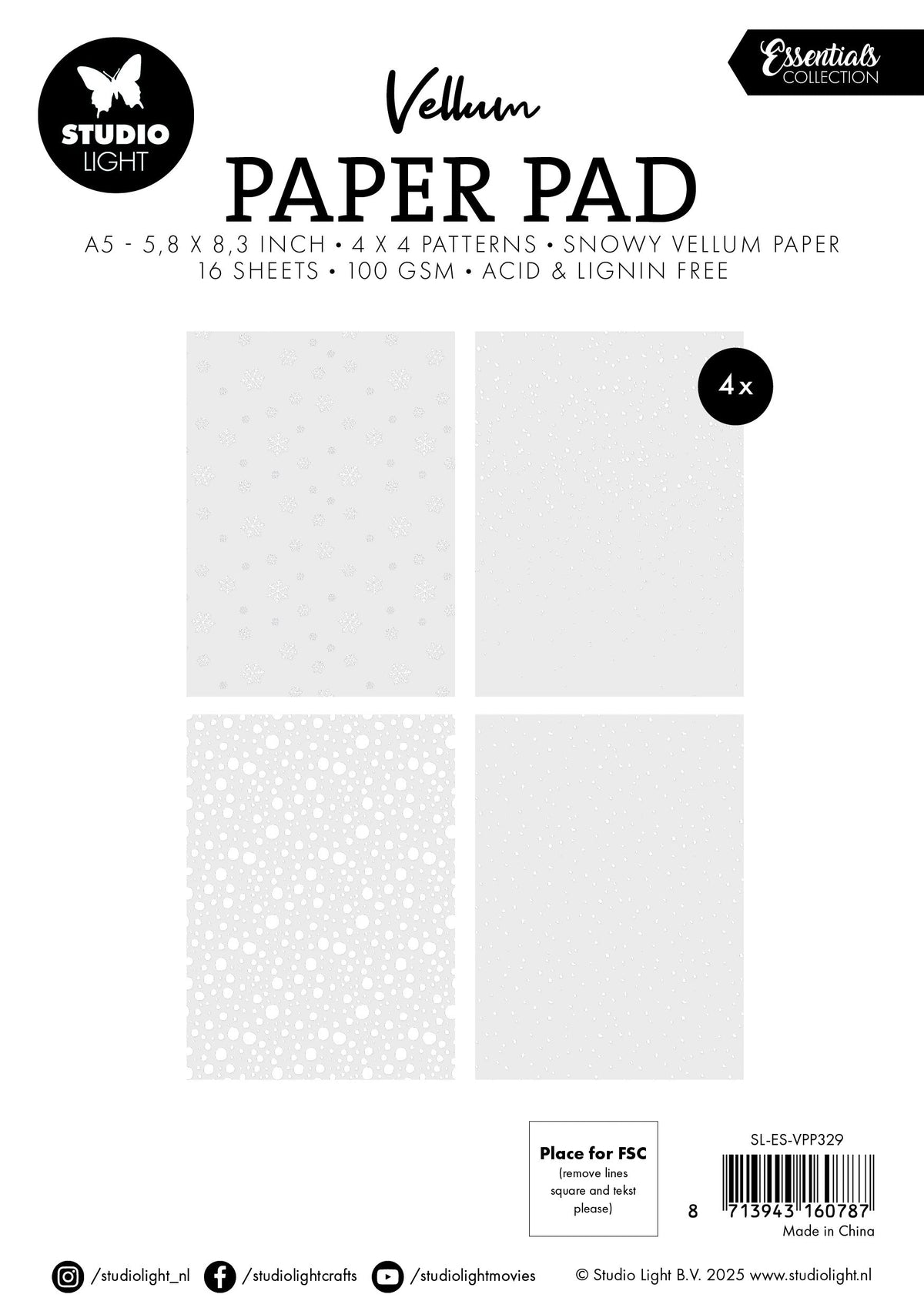 SL Vellum Paper Pad  Snowflakes Essentials 16  Sheets-2