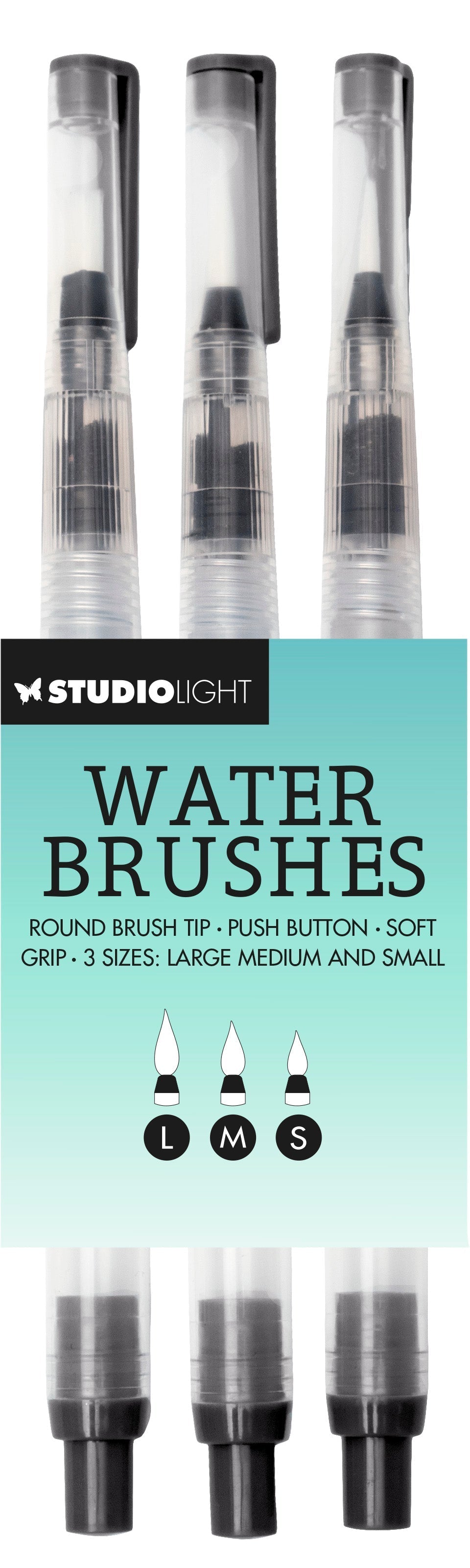 SL 3 Water Brushes - Fine, Medium, Large Tip Essential Tools 40x120x12mm 3 PC nr.01-1